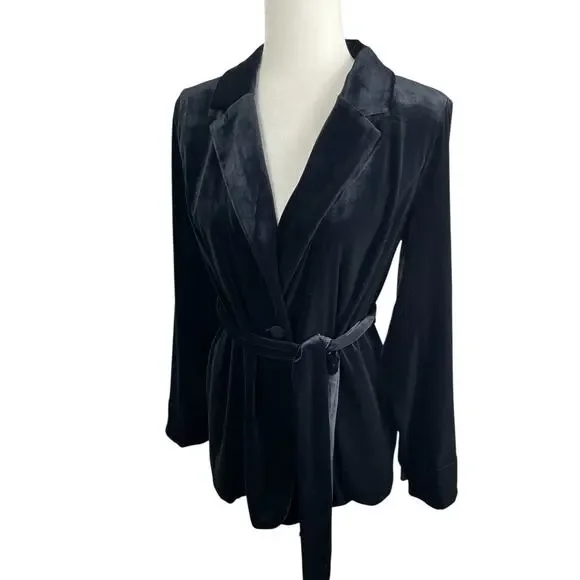 J.Jill Wearever Collection Velvet One Button Belted Blazer Black Women's Sm NEW - Picture 4 of 14